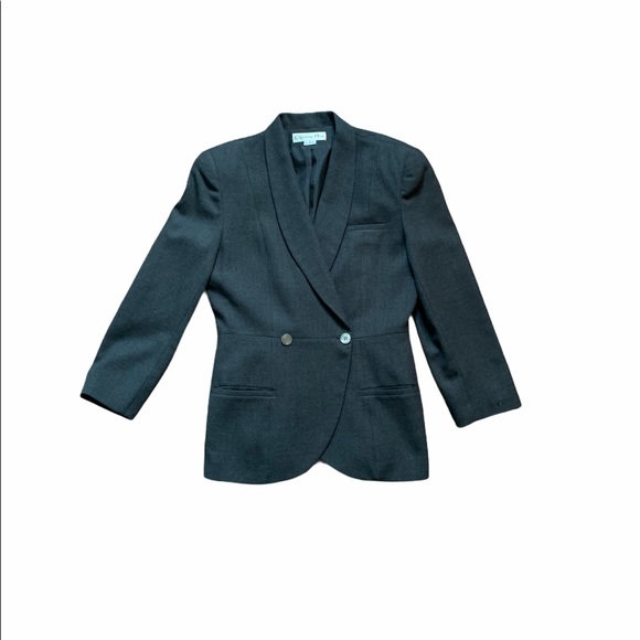 Vintage Christian Dior Charcoal Wool Blazer Sz 8